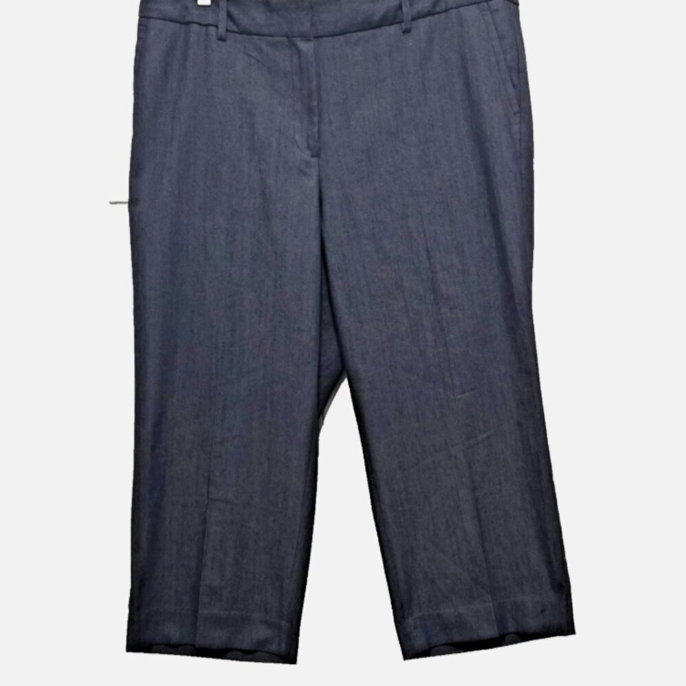 Talbots 16W Petite Wide Leg Crop Pants Cotton Blend Navy Blue